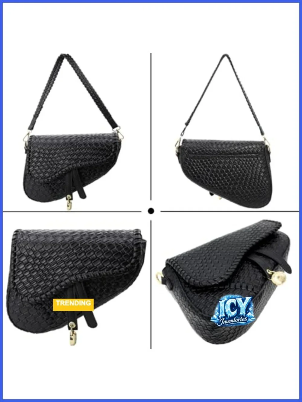 Women Saddle Shoulder Bag Clutch Purse Crossbody Satchel Handbag Woven